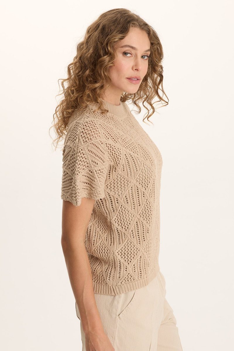 Copeland Cotton Knit Short-Sleeve Mock Neck Top - Image 2