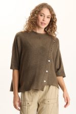 Osiris Asymmetrical Button Detail Knit Poncho