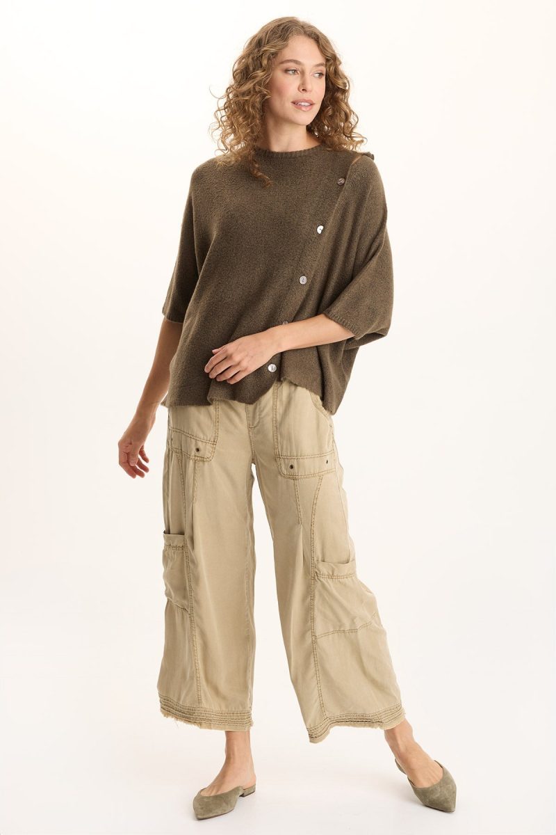 Osiris Asymmetrical Button Detail Knit Poncho - Image 2