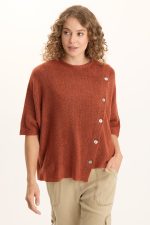 Osiris Asymmetrical Button Detail Knit Poncho