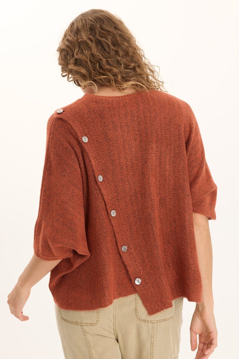 Osiris Asymmetrical Button Detail Knit Poncho - Image 4