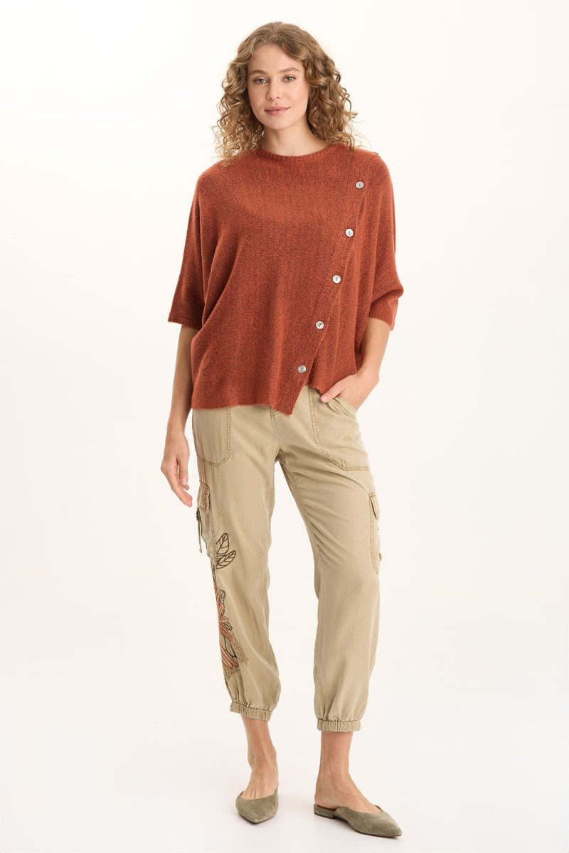 Osiris Asymmetrical Button Detail Knit Poncho - Image 2